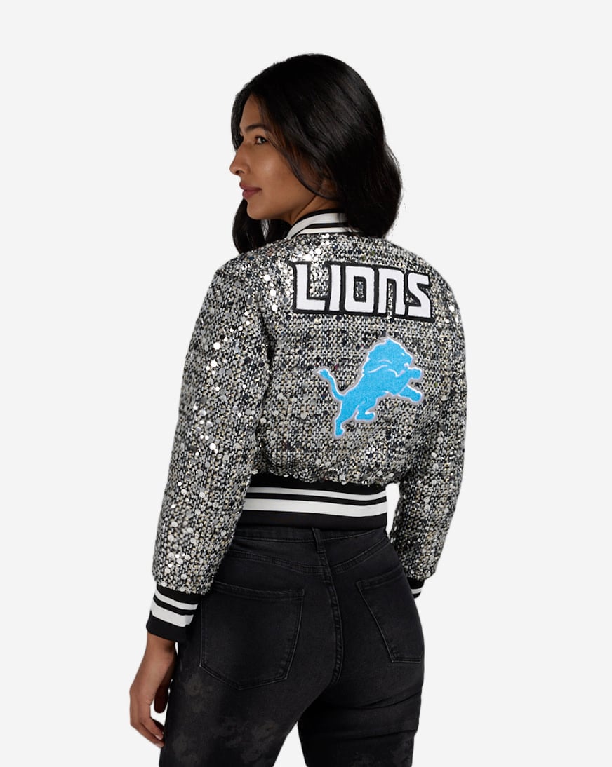 Shop PRO STANDARD Detroit Lions Tweed Sequin Bomber FDLU411937-TTD