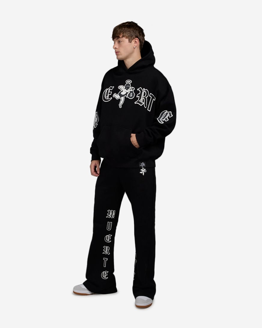 Shop Hasta Muerte Motivated Stacked Fleece Pant HMMOTIVATEDBTM-BLK
