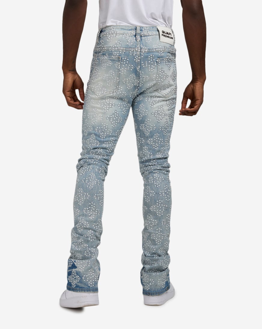 Shop Guapi Embellished Denim Jeans EMBELLISHED-DENIM-AQUA