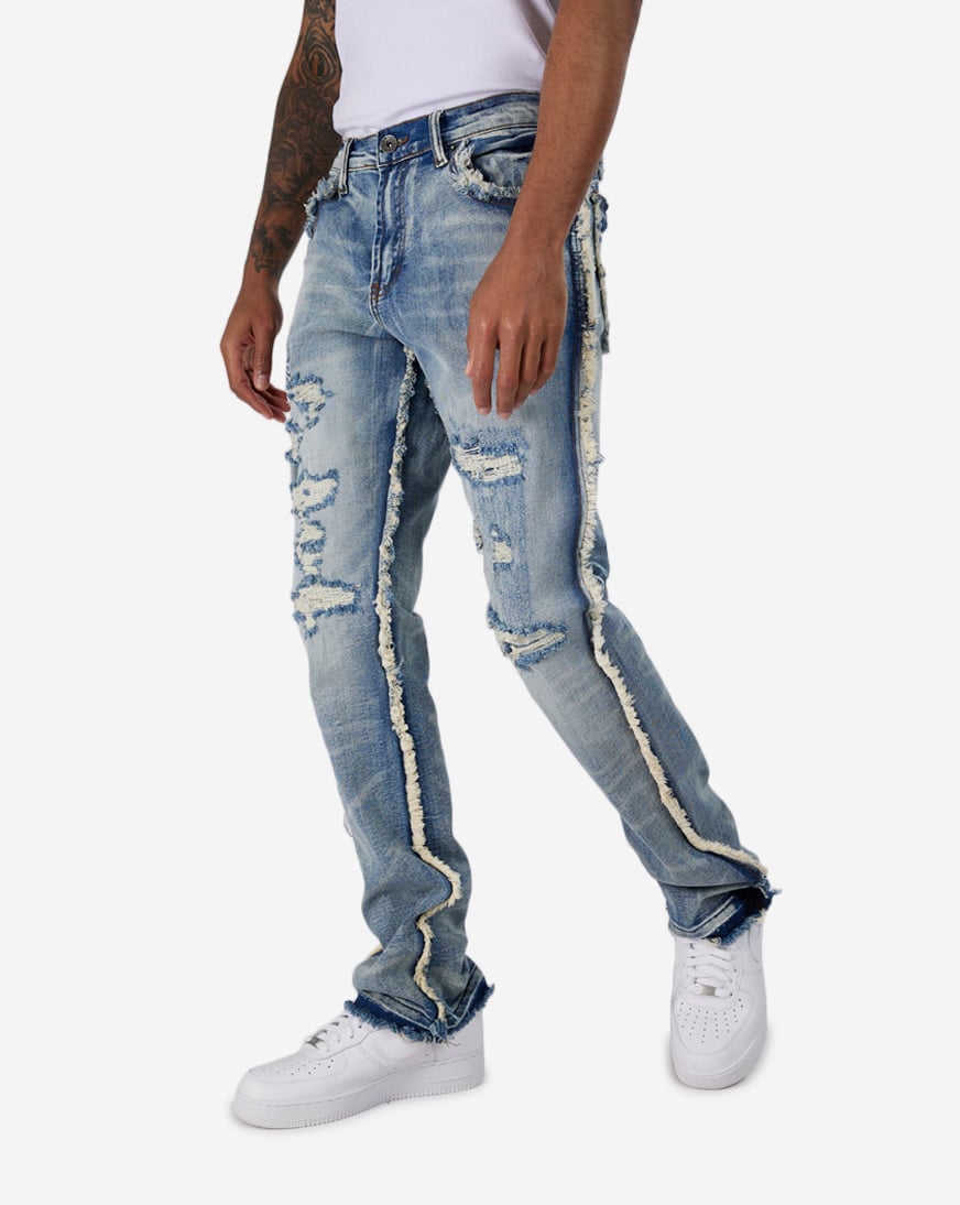 r*す様 LACE DOCKING FADE DENIM PANTS Ameri LACE DOCKING FADE DENIM PANTS