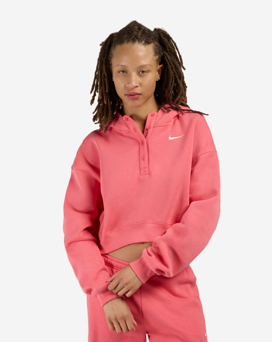 Shop Nike NSW Phoenix Fleece Oversized Cropped Henley Hoodie