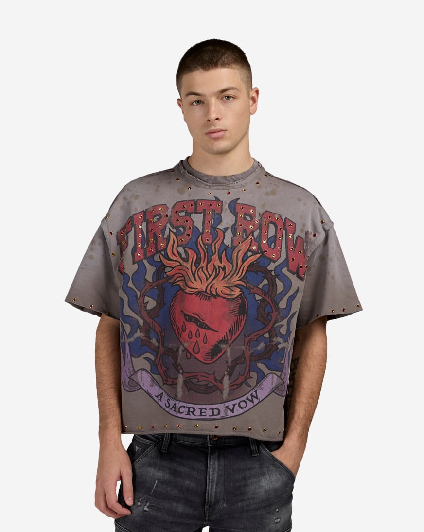 Shop First Row A Silent Promise Cropped Tee FRM3041-GRY grey