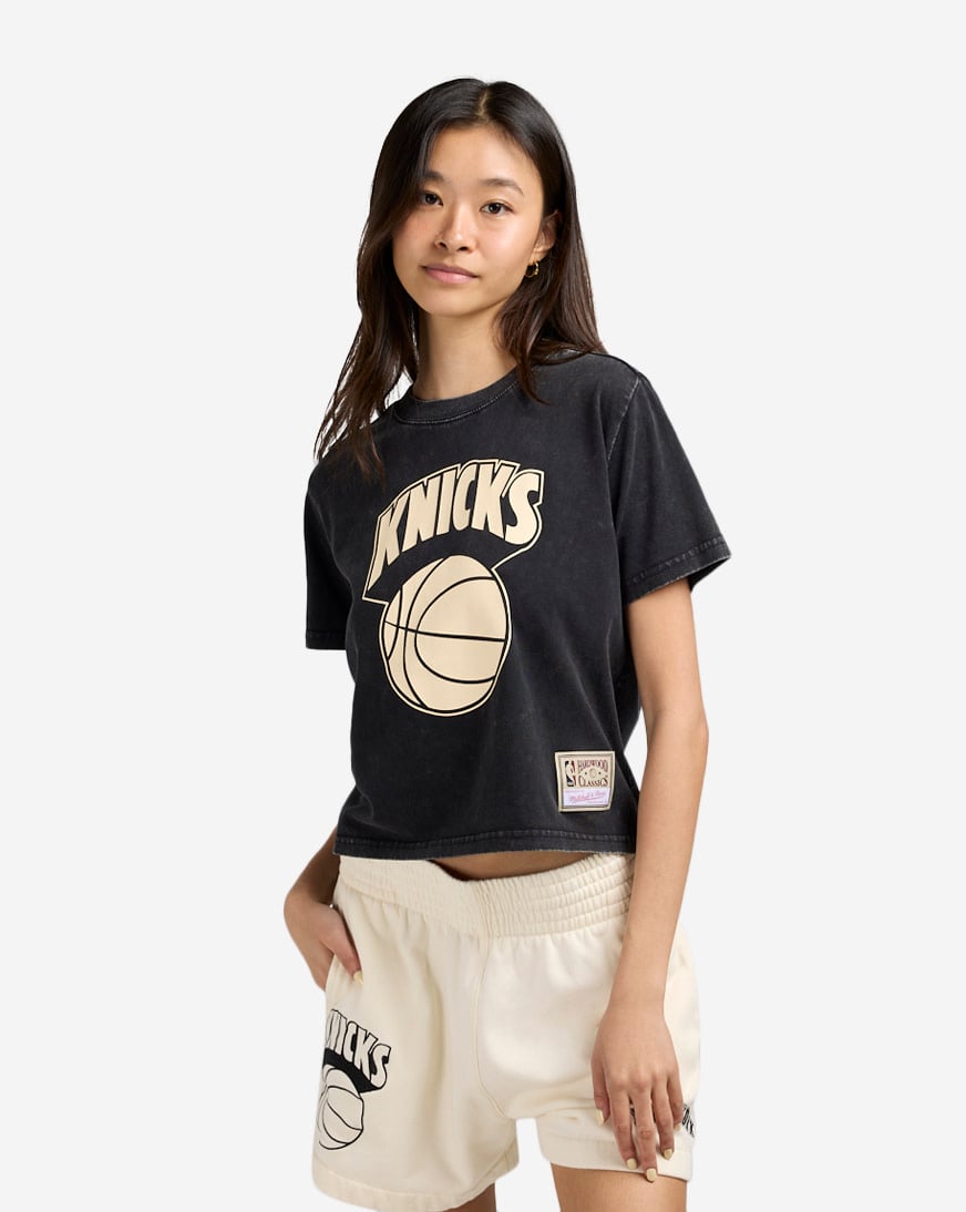 Shop Mitchell Ness New York Knicks Boxy Tee TP8488-NYKBLCK