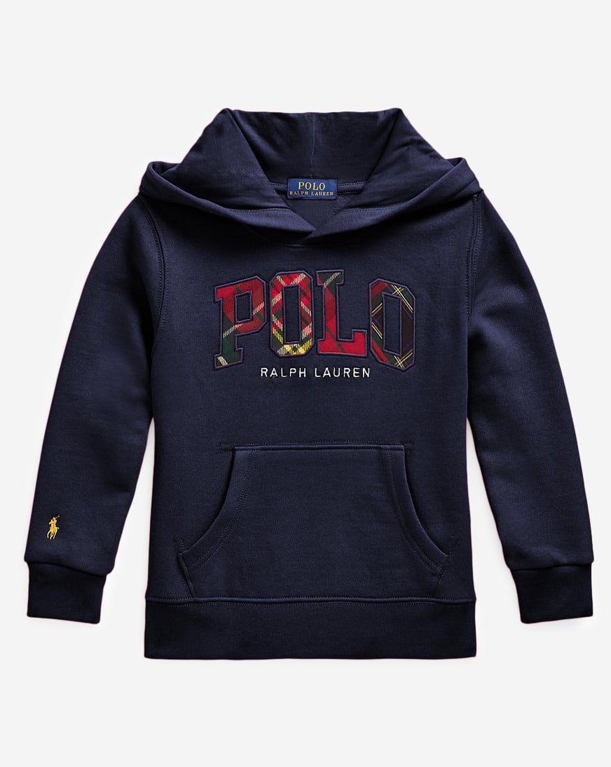 Shop Polo Ralph Lauren Kids' Plaid-Logo Fleece Hoodie