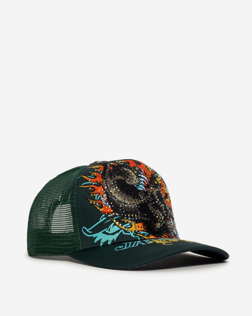 帽子 Ed Hardy Shop Ed Hardy Fire Panther Trucker Hat EHH0001-76RS green | SNIPES USA