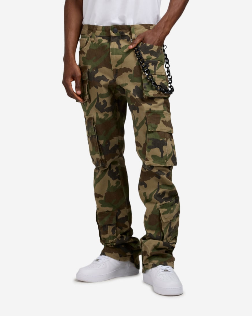 Shop Smoke Rise Stacked Flare Twill Pants JP25632SNZ-CAM camo