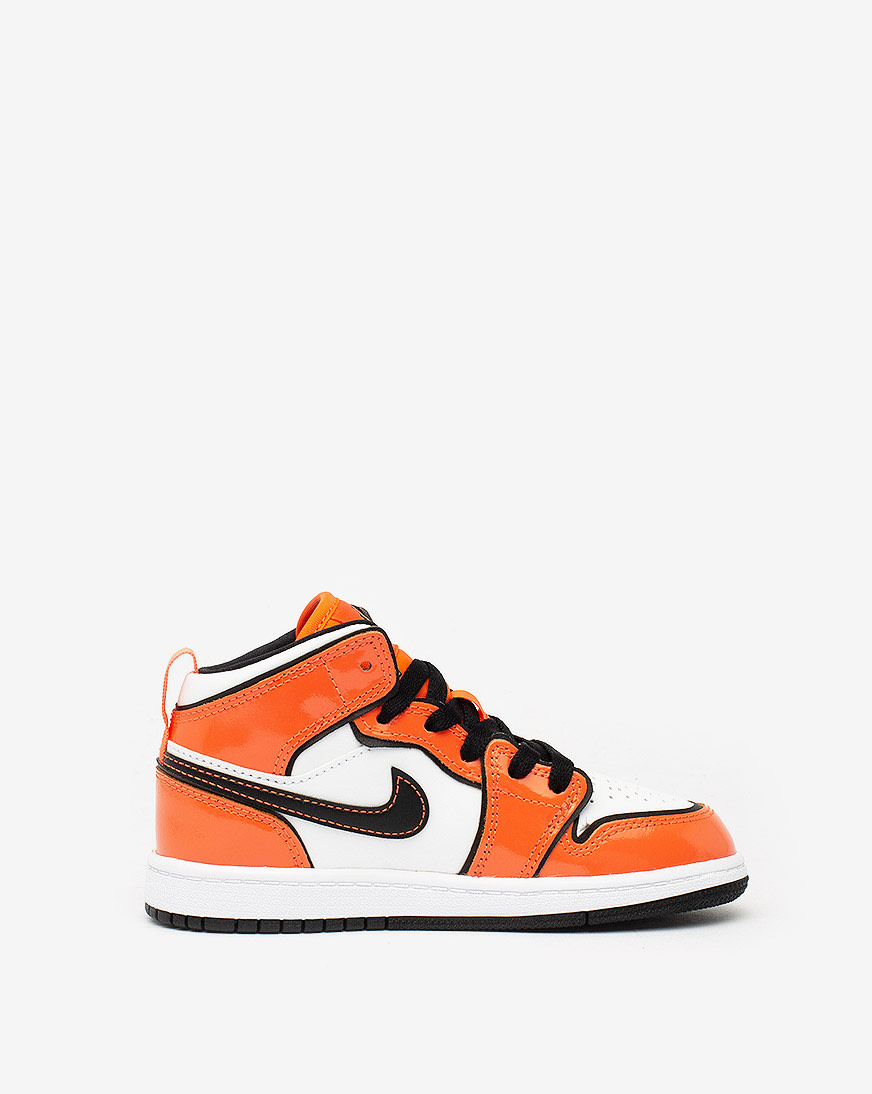 Shop Jordan Pre-School Air Jordan 1 Mid SE BQ6932-802 orange  display picture 2
