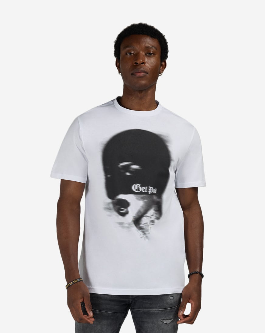Shop Urban Classics Get Paid Ski Mask Tee MTUS690-US-00220 white