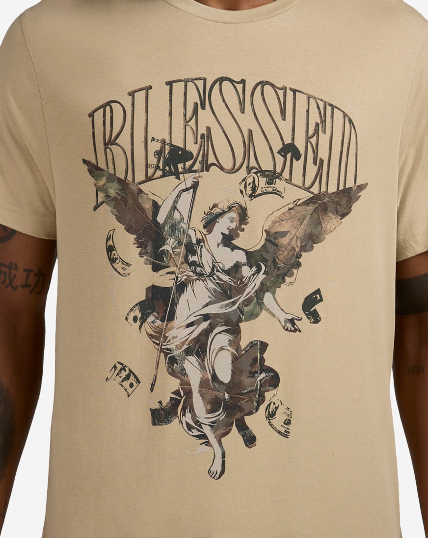 トップス drawdrawers cotton Angel Tee brown Shop Graphic Tees Camo Blessed Angel Tee MTUS491-US-03872 beige