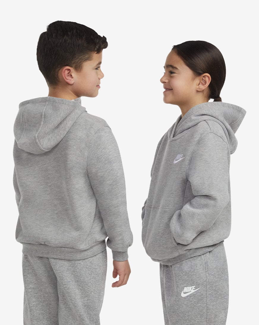 Shop Nike Little Kids' NSW Club Fleece Hoodie 86L088-042 grey