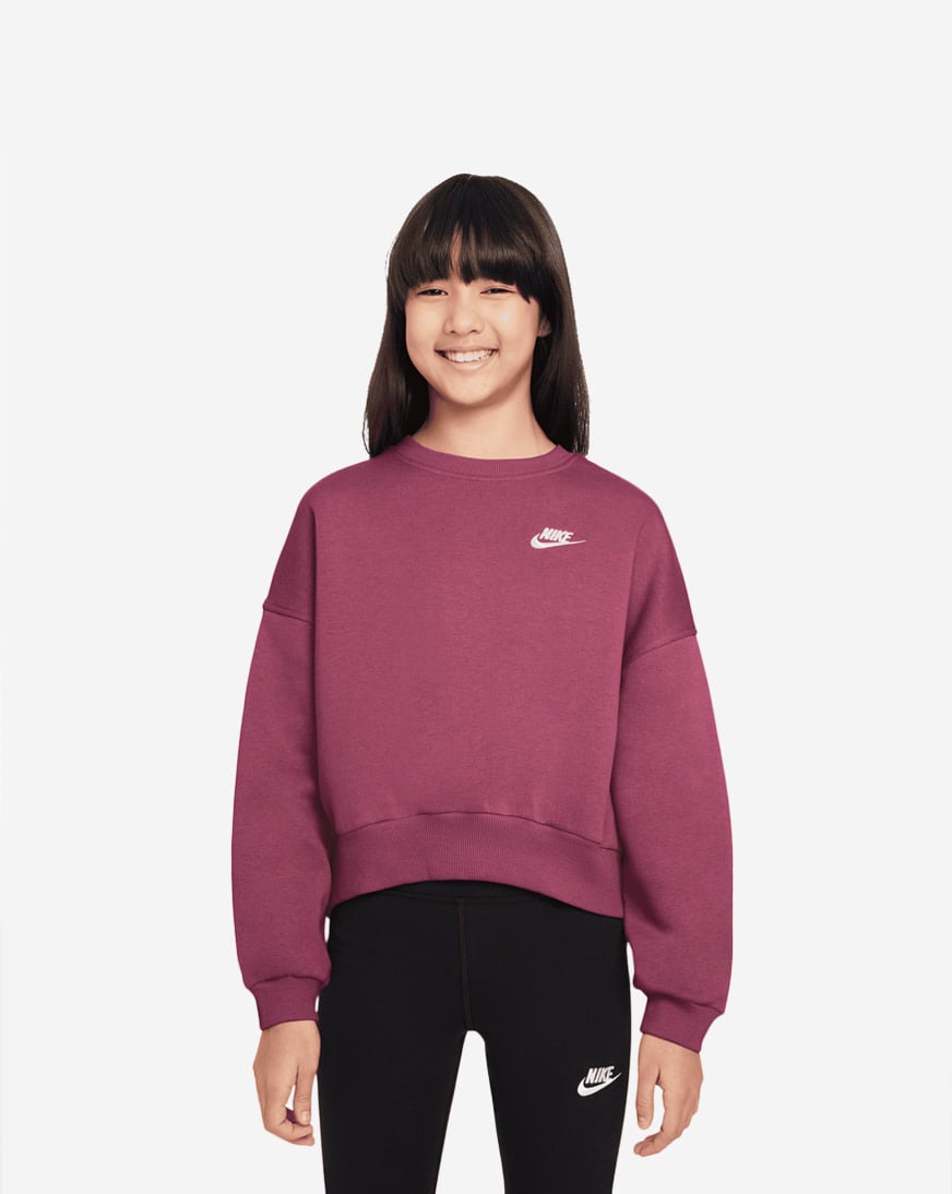 Shop Nike Big Kids' NSW Club Fleece Boxy Crewneck FZ9244-634