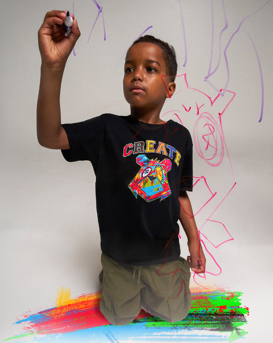Shop King Saladeen Kids' Abstract Money Bear Tee KS022 black