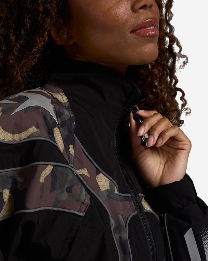 Shop Smoke Rise Reflective Cropped Nylon Camo Panel Jacket