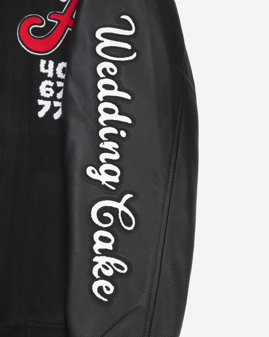 Shop Wedding Cake Atlanta Varsity Jacket WC6970588-BLK black