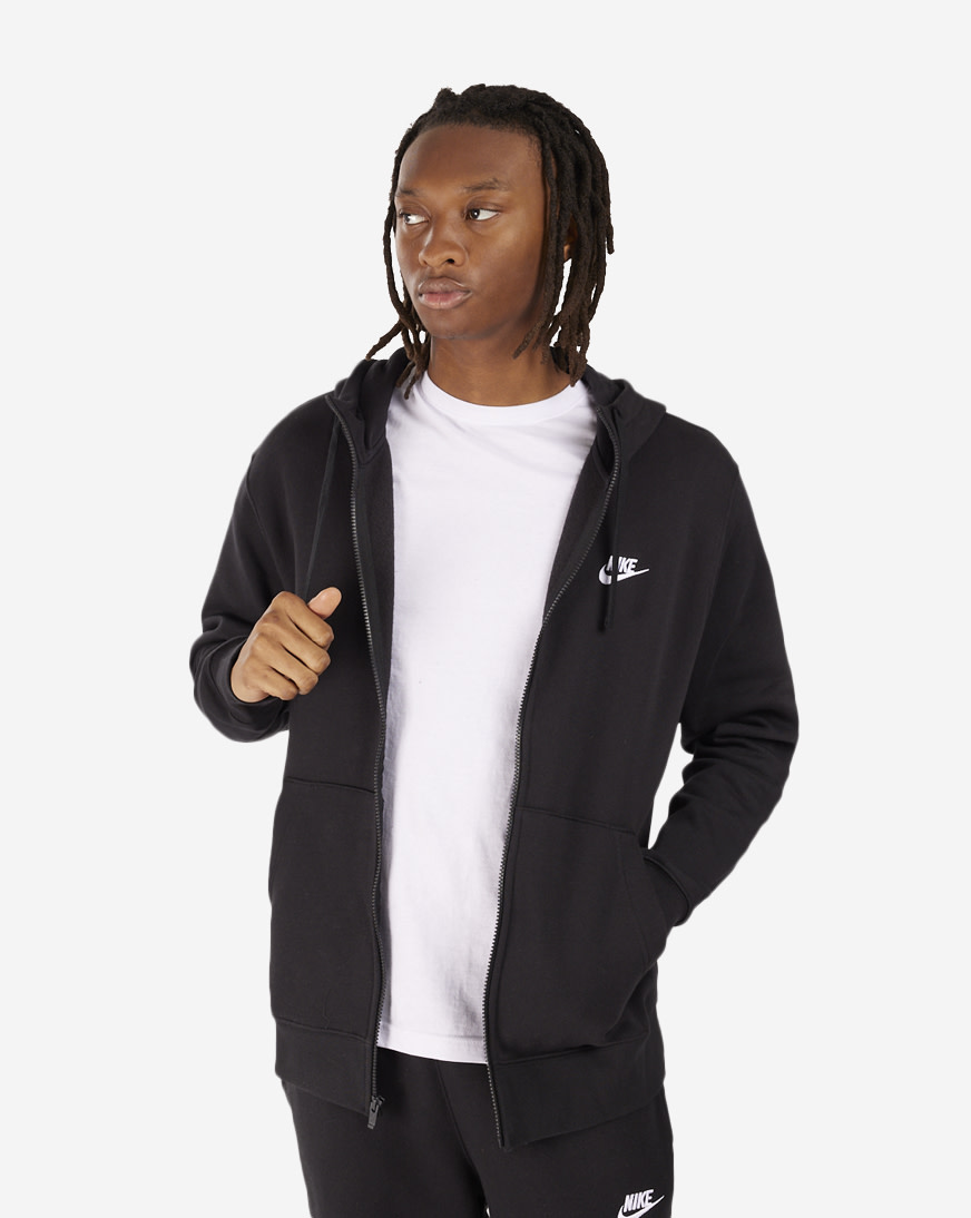Shop Nike NSW Club Fleece Full-Zip Hoodie BV2645-010 black | SNIPES USA