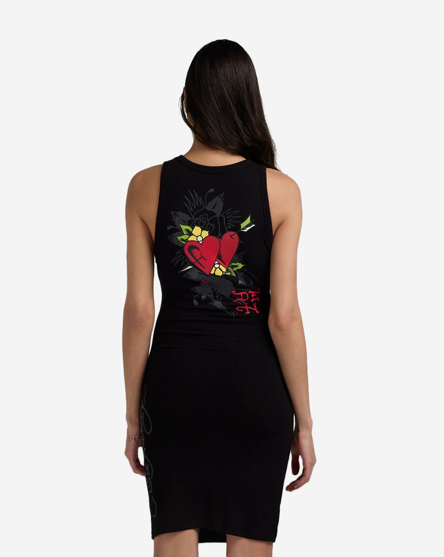 ed hardy dress black Ed Hardy Black Rose Tank Dress – DTLR main image 1