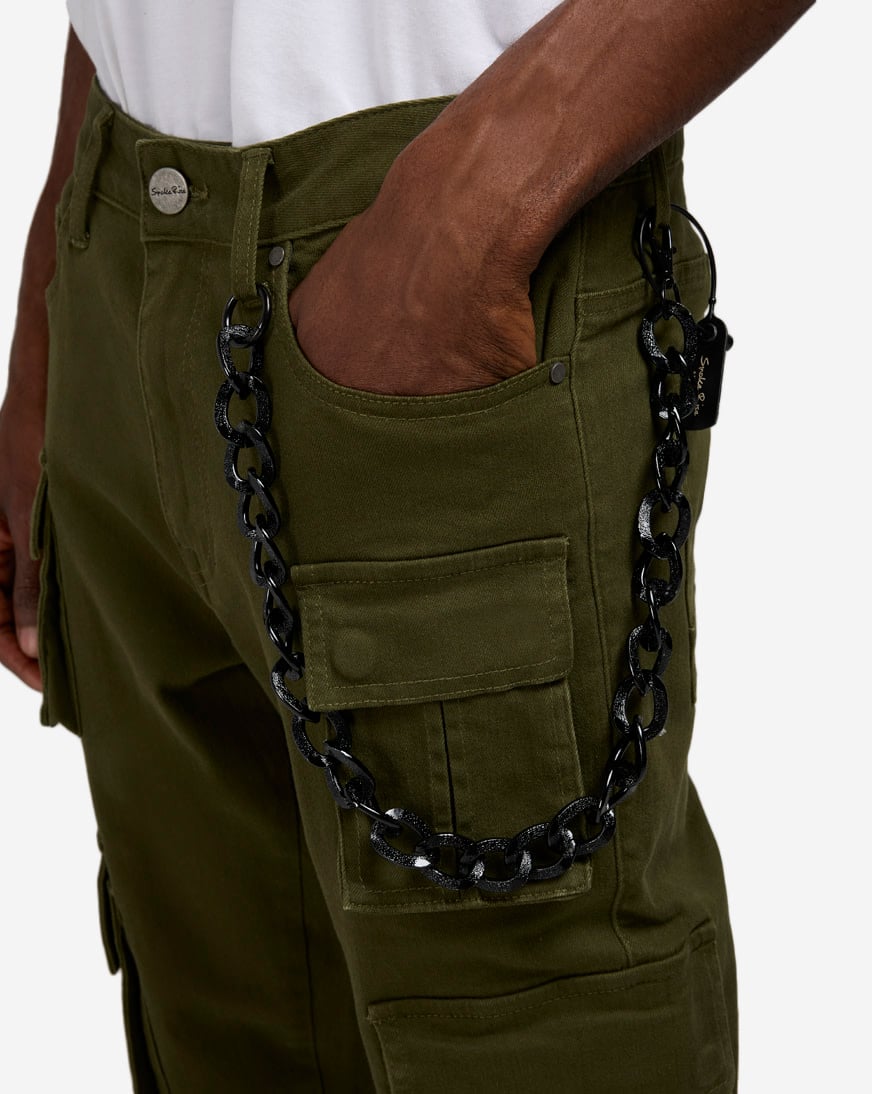Shop Smoke Rise Stacked Flare Twill Pants JP25632SNZ-OLV green