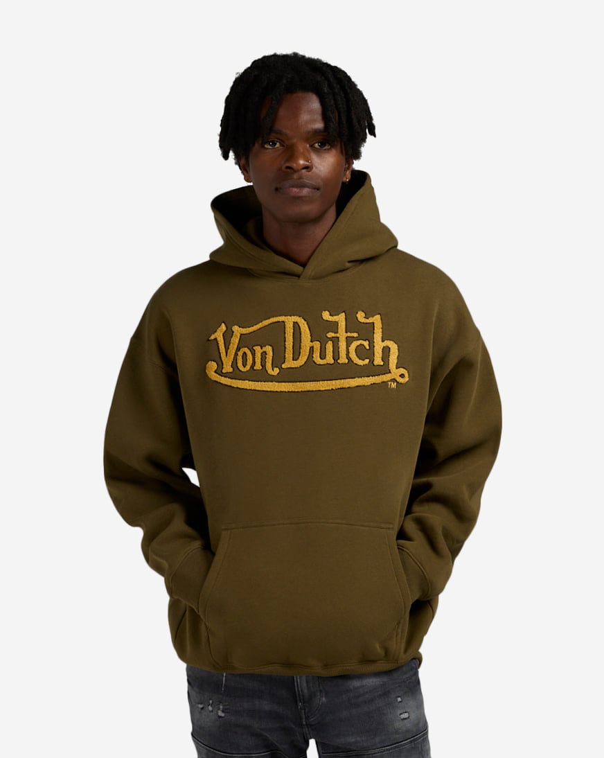Shop Von Dutch Embroiderery Patches Hoodie 4VND2A7441-OLV green