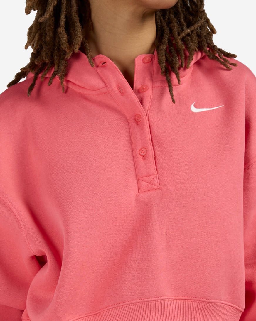 Shop Nike NSW Phoenix Fleece Oversized Cropped Henley Hoodie