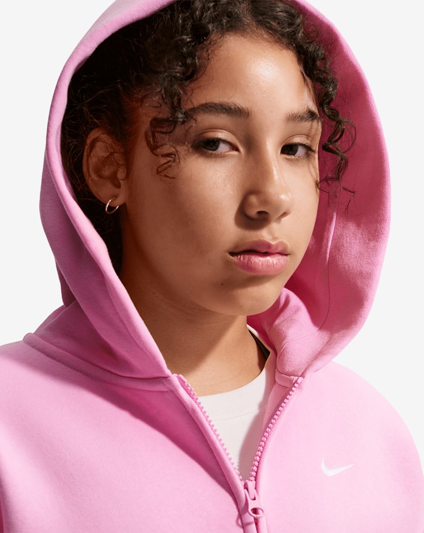 Shop Nike Big Kids' NSW Studio Fleece Oversized Full-Zip Hoodie