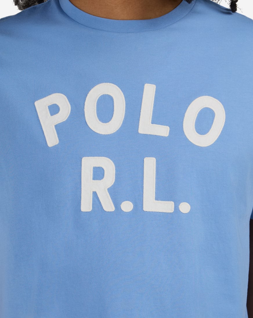Shop Polo Ralph Lauren Logo Jersey T-Shirt 710B20222005-BLU blue