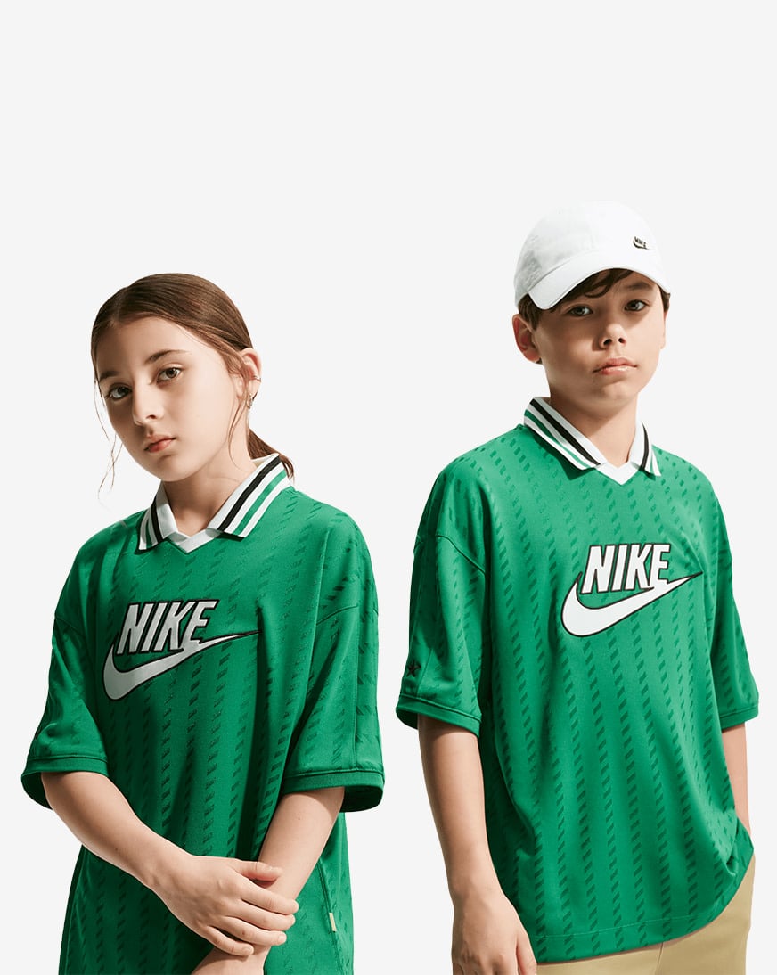 Shop Nike Big Kids' NSW Short-Sleeve Jersey IQ0435-365 green