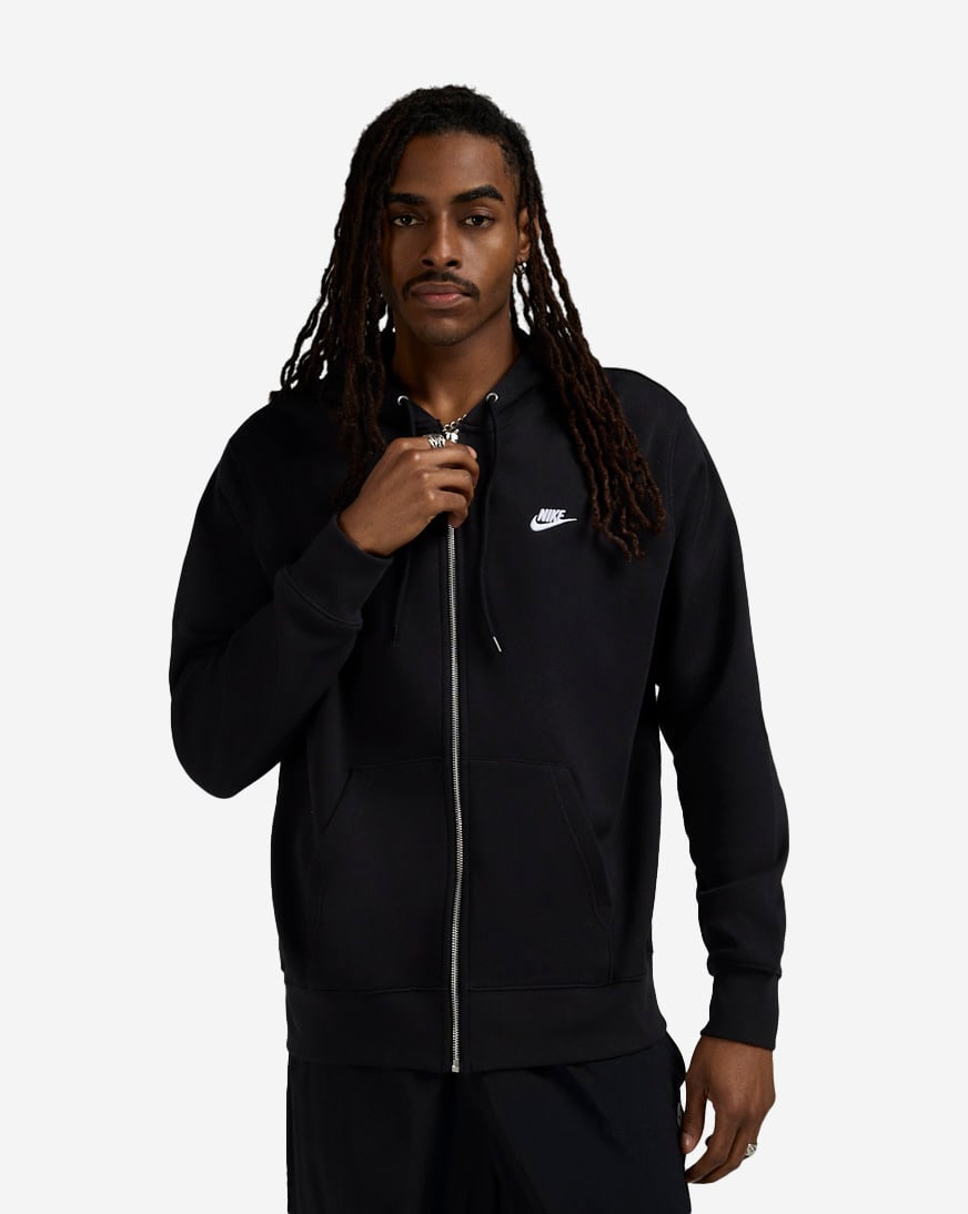 Shop Nike NSW Club Fleece Full-Zip Hoodie FN3861-010 black