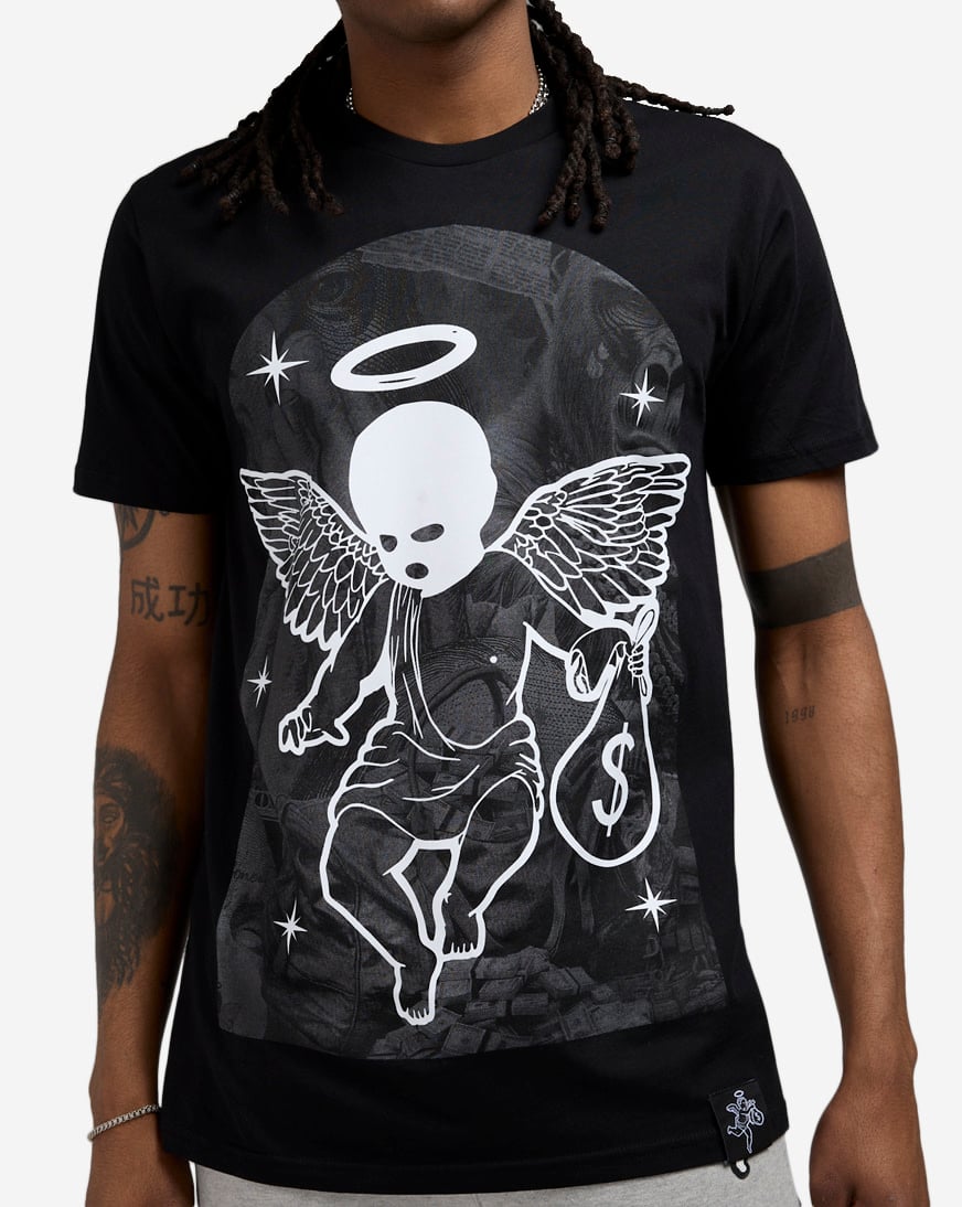 Shop Hasta Muerte Collage Angel Arch Tee HMDEC023-BLK black