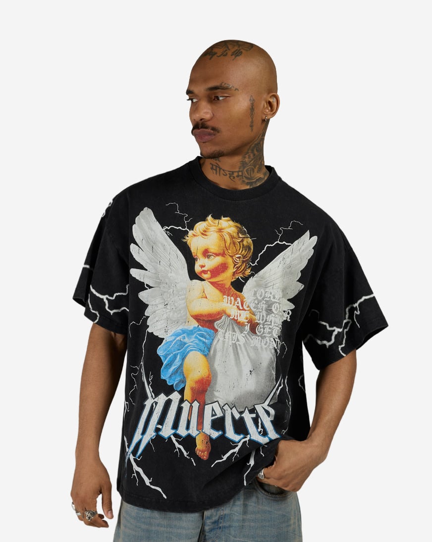 Shop Hasta Muerte Muerte Bolts Boxy Tee MUERTEBLT-01 black