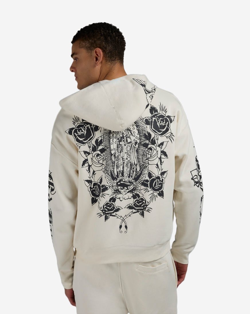 Shop Ed Hardy Mary Full Zip Hoodie EHM13039RS-IVY cream | SNIPES USA