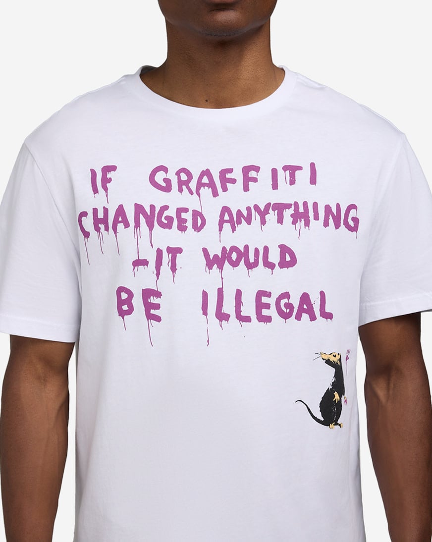 Shop Urban Classics Graffiti Illegal Tee MCUS174-US-00220 white
