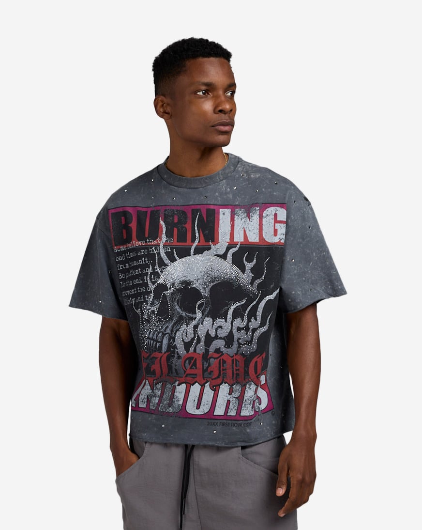 Shop First Row Burning Flame Endores Terry tee FRM3026-GRY grey