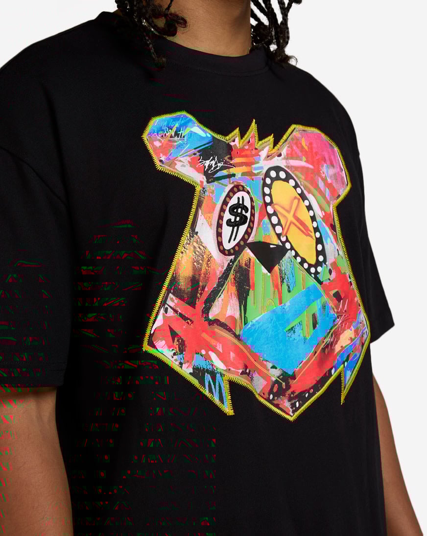 Shop King Saladeen Abstract Money Bear Tee KS003-BLK black