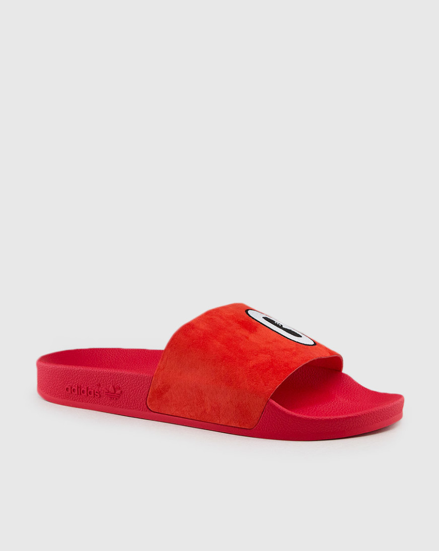 red adilette slides women's