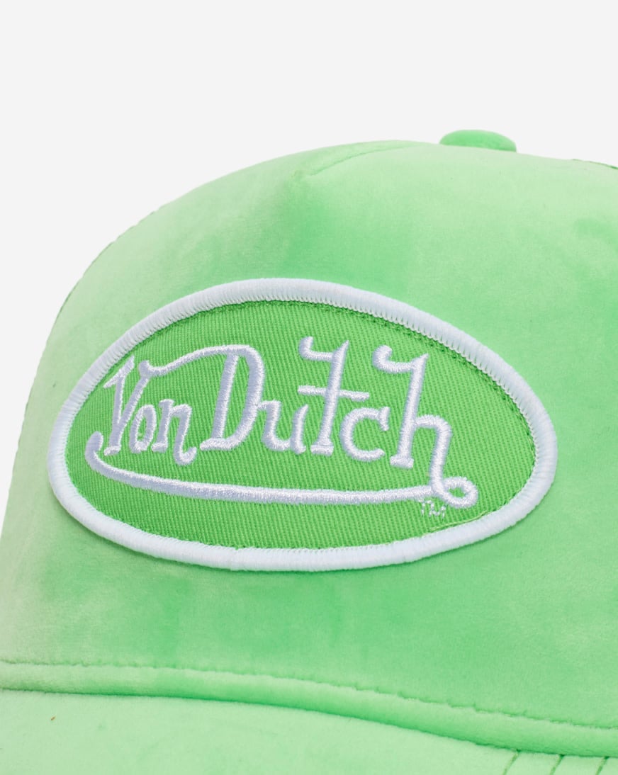 Shop Von Dutch Velvet Trucker Hat VDHH0004-BRIGHT-GREEN  display picture 3