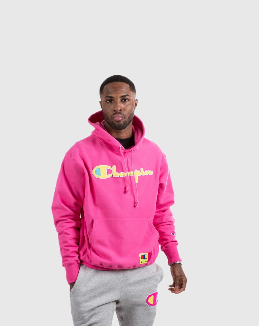 pink champion sweatshirt and sweatpants