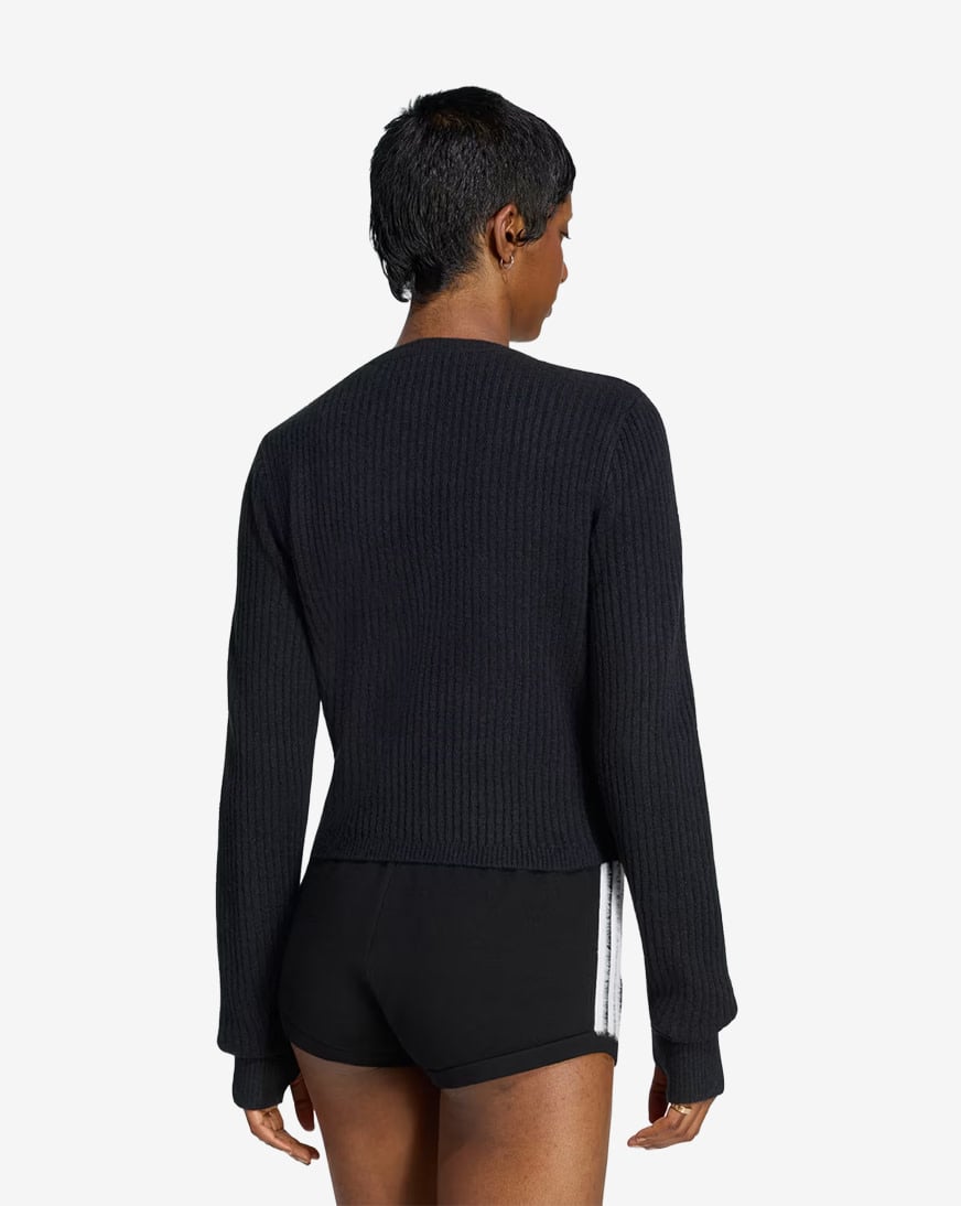 Shop adidas Jennie Knitted Wrap Around Cardigan LD8933-BLKWHT