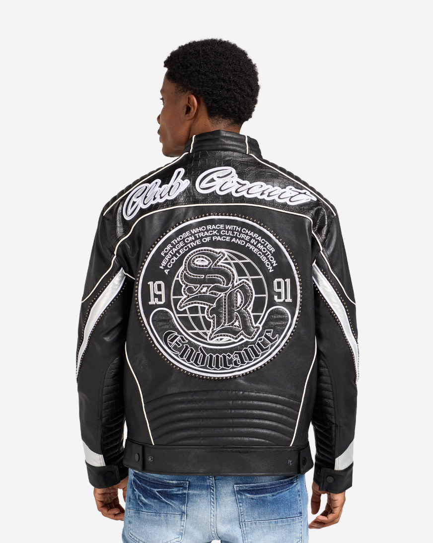 極美品　RADIALL UP IN SMOKE SOUVENIR JACKET Shop Smoke Rise Club Cricut Racing PU Jacket WO26F588SN-BLK black