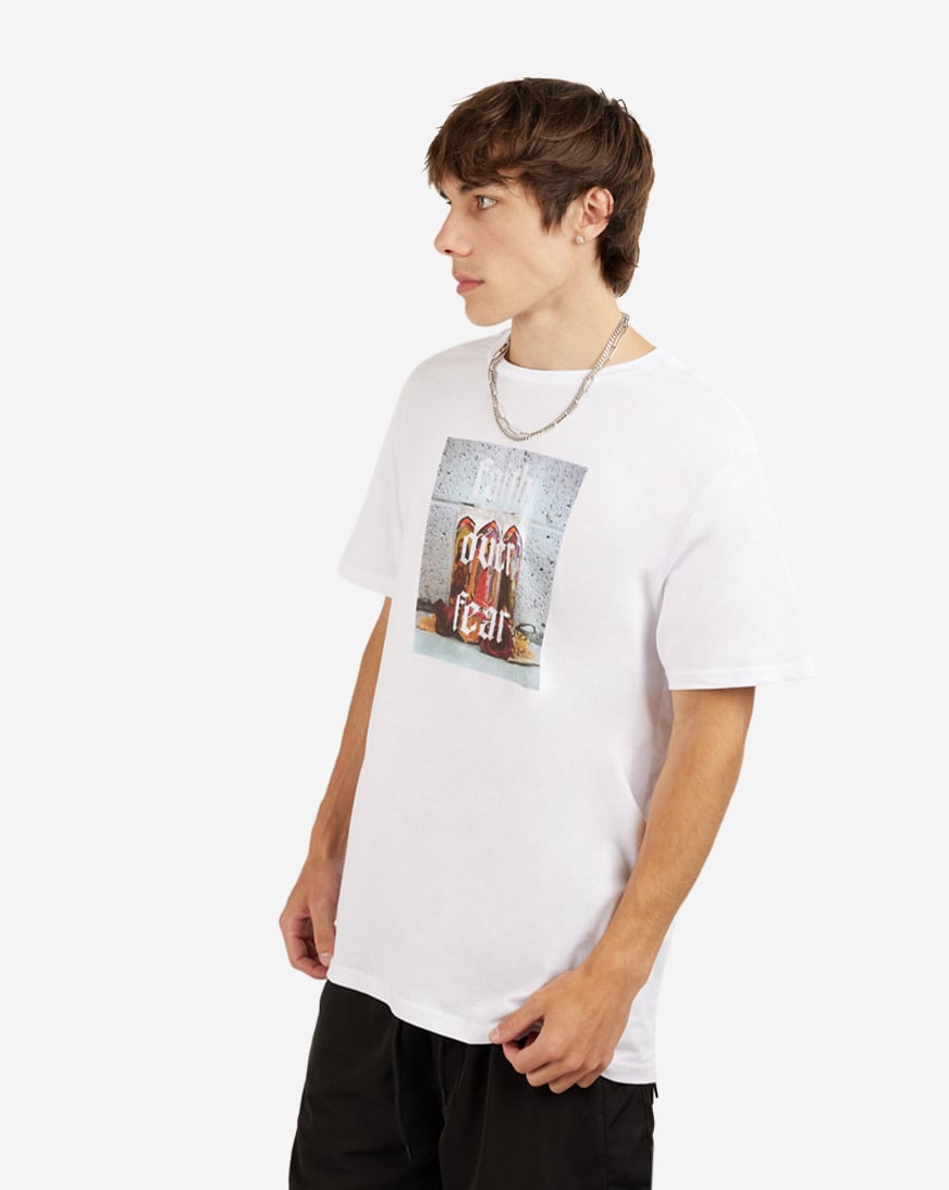 Shop Graphic Tees Faith Over Fear Candles Tee MTUS011 white