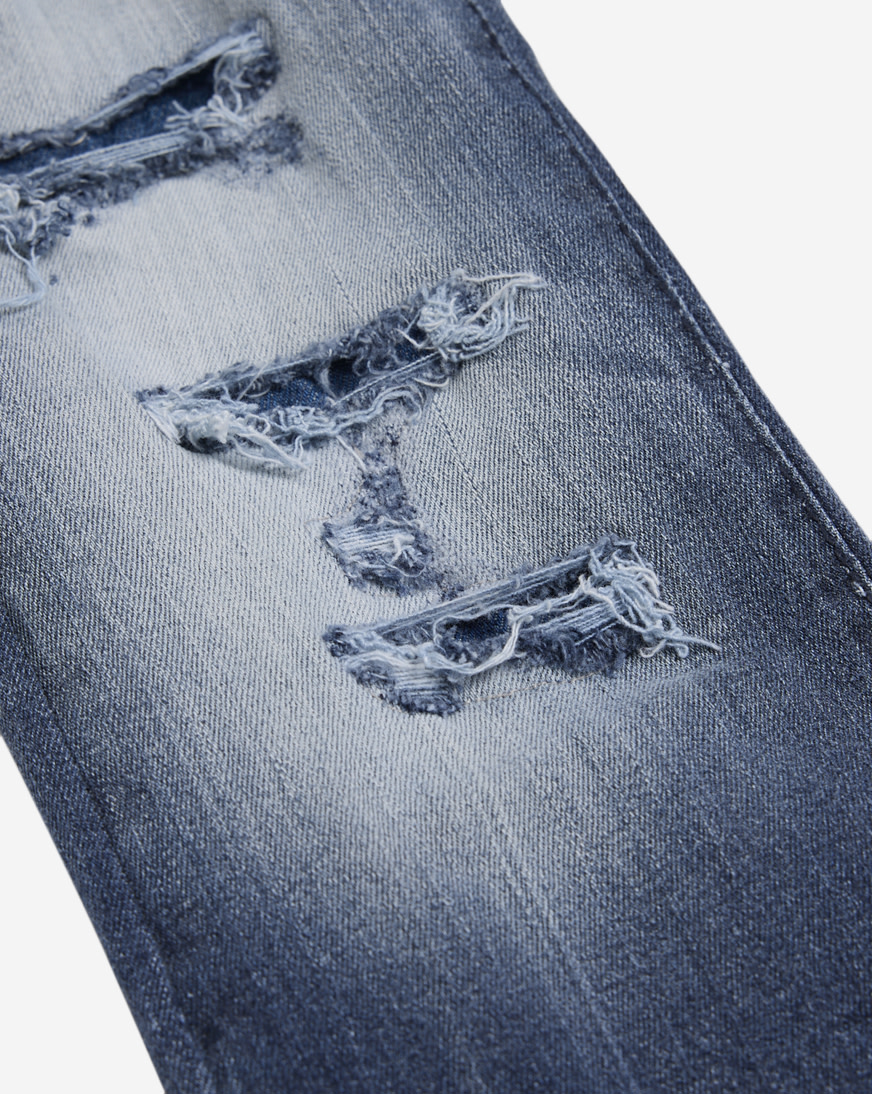 関税なし 送料無料 Denim Flock jeans Star Struck Destructed Fringe Jean - Medium Wash – Apple