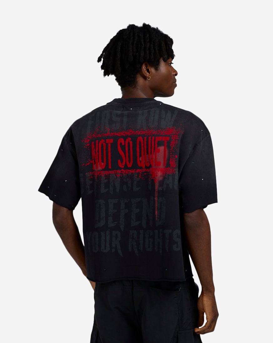Shop First Row Caution Defense Team Cropped Tee FRM3013S-BLK black