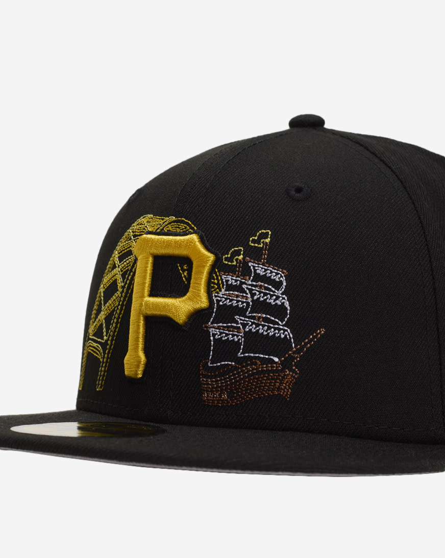 【US限定】NEW ERA 59FIFTY Pittsburgh Pirates Cream Black Pittsburgh Pirates New Era Chrome Sutash 59FIFTY Fitted Hat