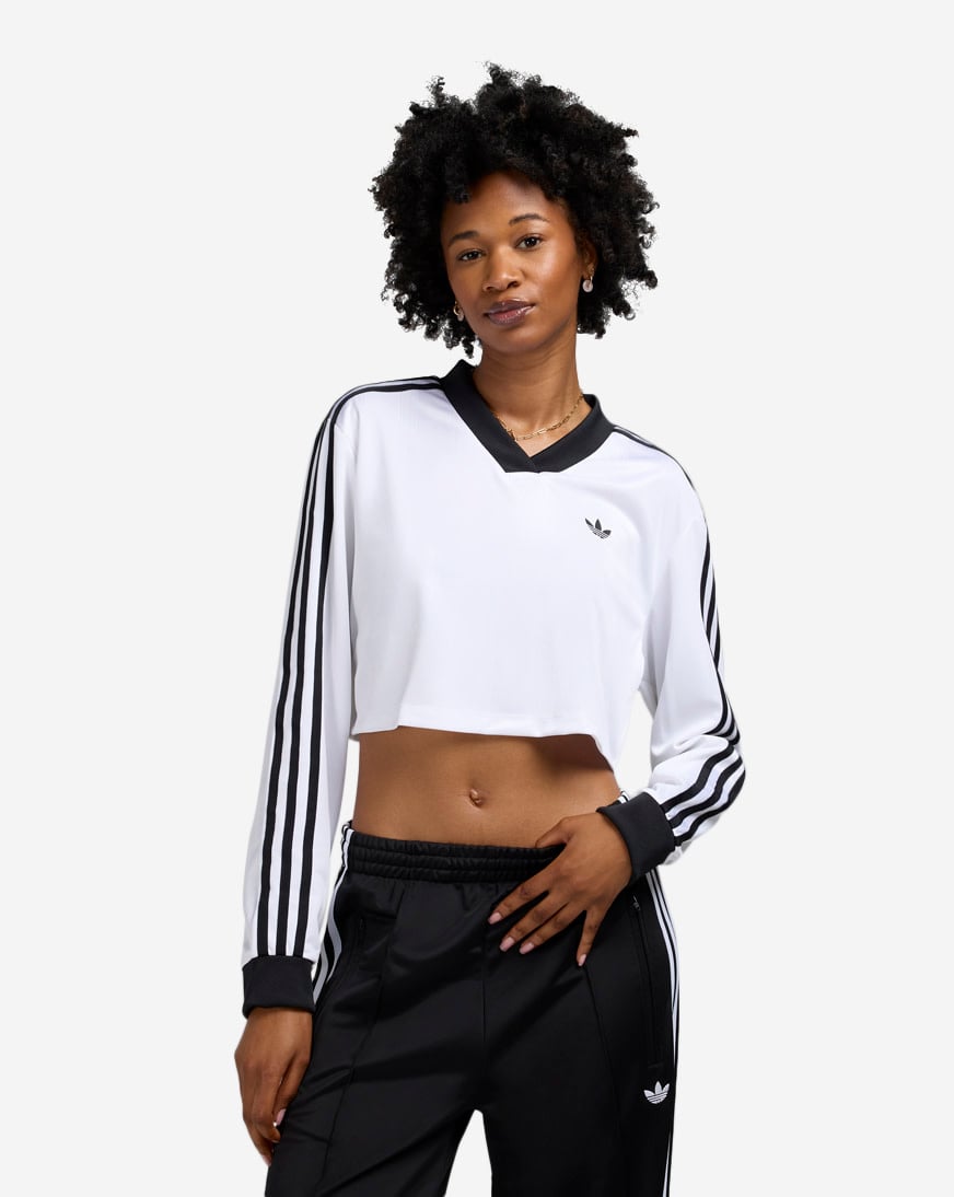 Shop adidas Adicolor Football Jacquard Crop Long-Sleeve Top