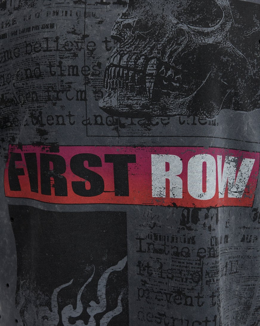Shop First Row Burning Flames Endorse Long Sleeve Tee FRF3025S-GRY