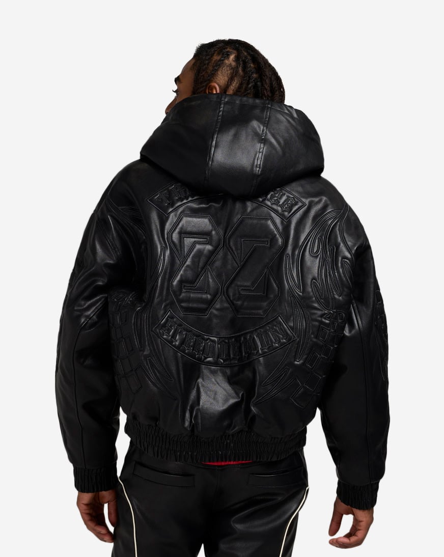 Shop Smoke Rise Racing PU Hooded Jacket OH25685SN-BLK black