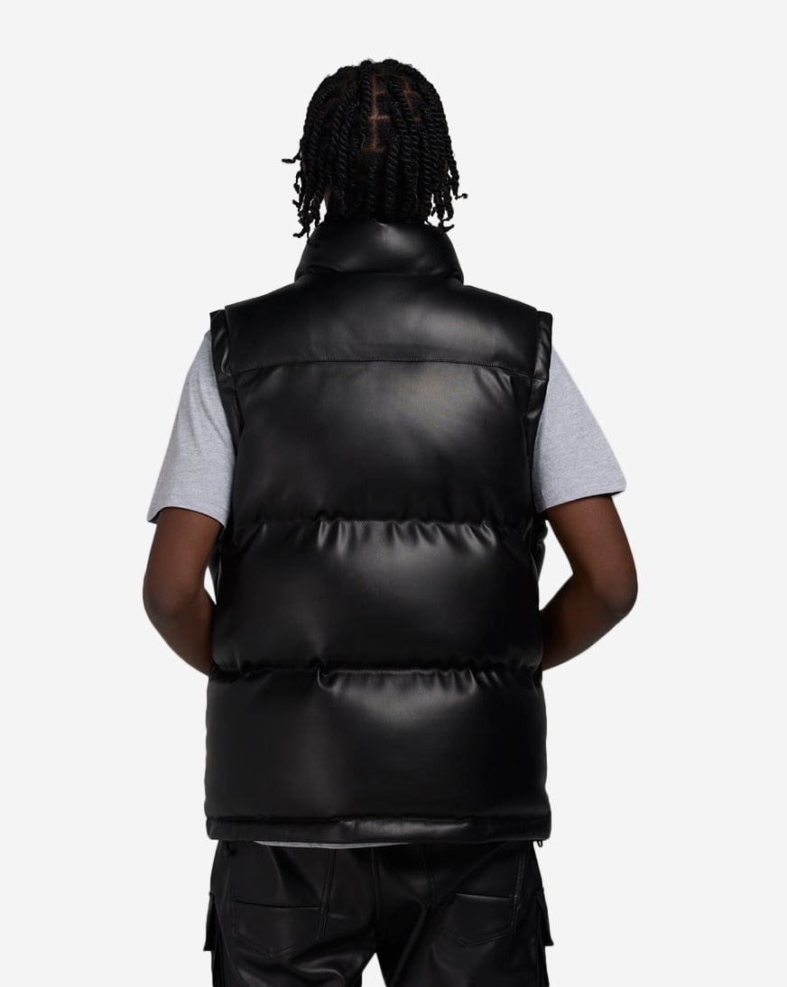 TUVEKE Black Men's Puffer Vest Sleeveless Zipper Quilted