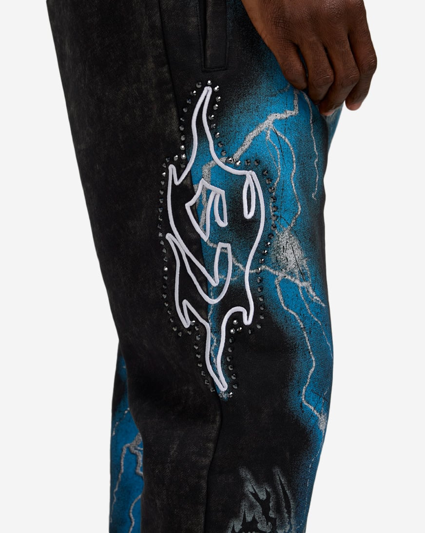 Shop Smoke Rise Paradise Stacked Fleece Pant FP25567SNZ-BLK black