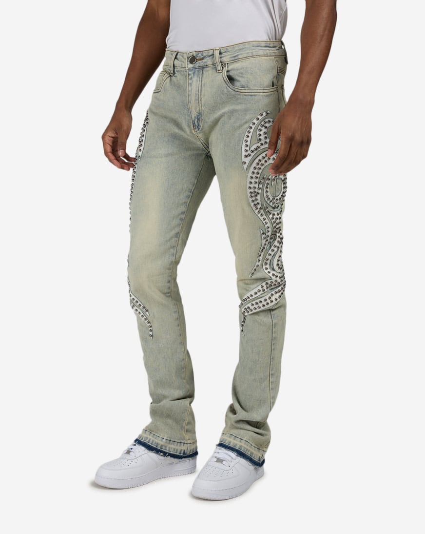 Shop WAIMEA Western Embellished Stacked Jeans M8505D-BLU blue