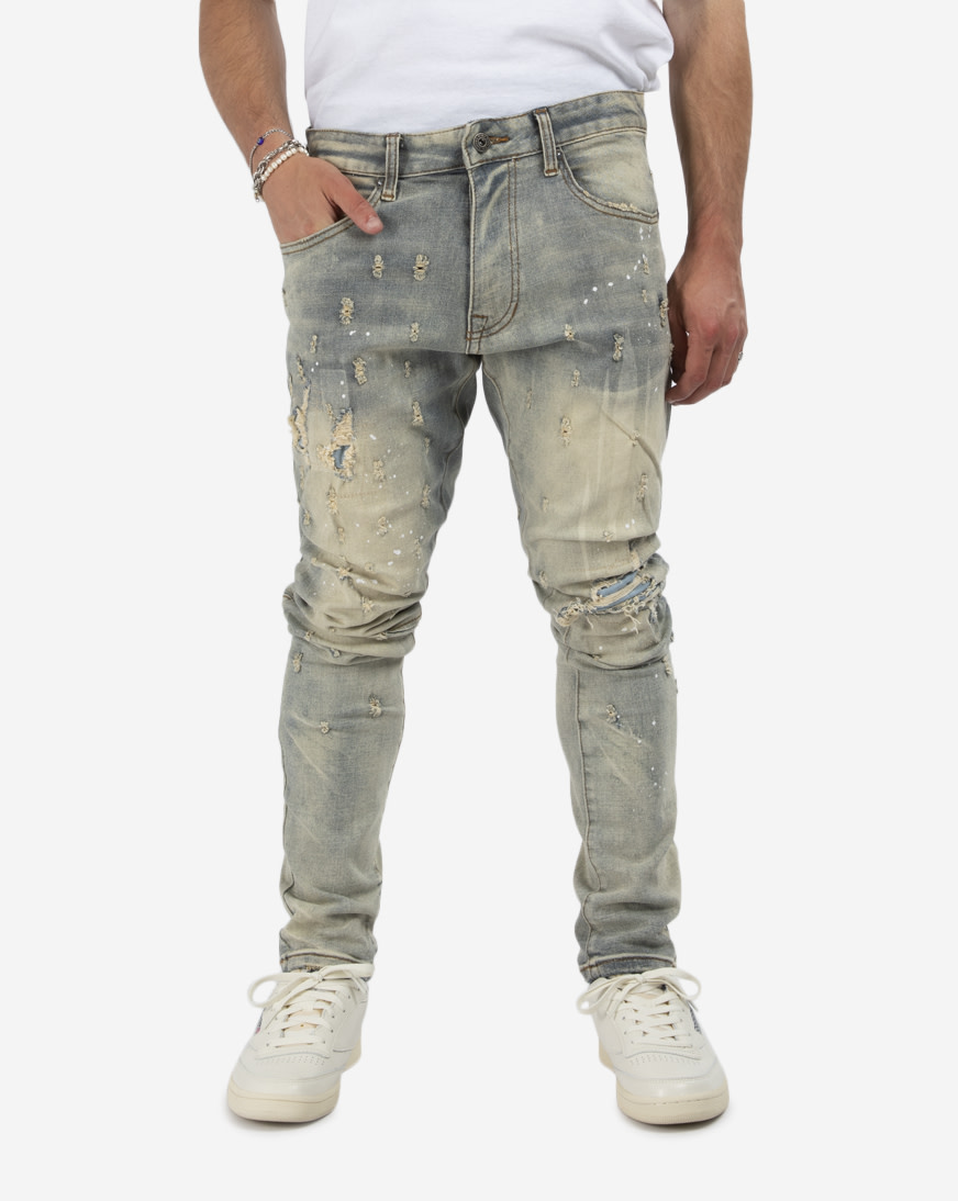Shop Smoke Rise Stacked Flare Graphic Jeans JP23728SNZ-BLU