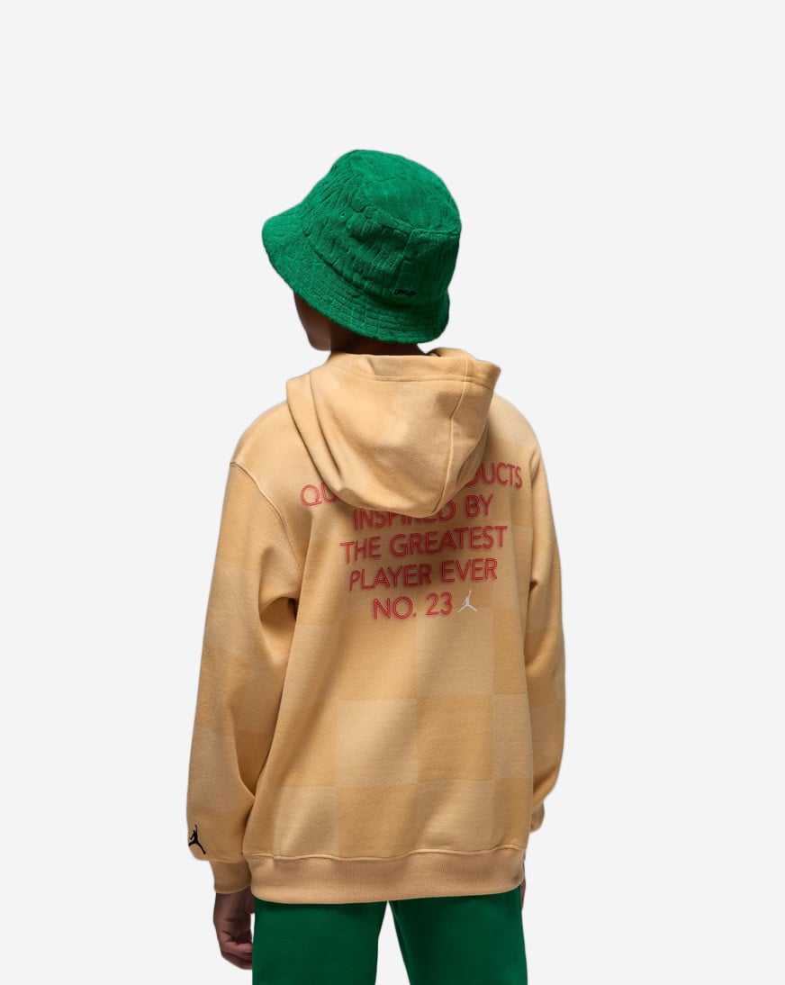 Shop Jordan Big Kids' Deep Dish Pullover Hoodie 95F187-X21 beige